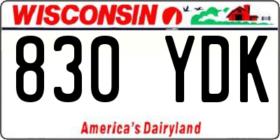 WI license plate 830YDK