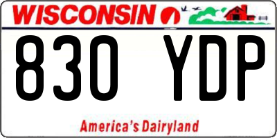 WI license plate 830YDP
