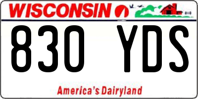 WI license plate 830YDS