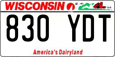 WI license plate 830YDT