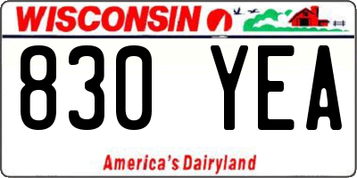 WI license plate 830YEA