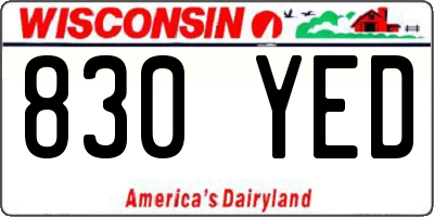 WI license plate 830YED
