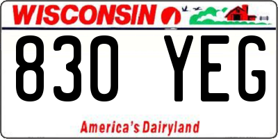 WI license plate 830YEG