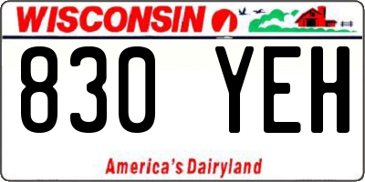 WI license plate 830YEH