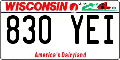 WI license plate 830YEI