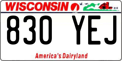 WI license plate 830YEJ