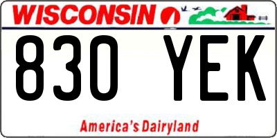 WI license plate 830YEK