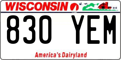 WI license plate 830YEM