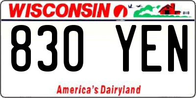 WI license plate 830YEN
