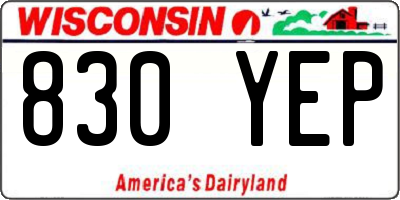 WI license plate 830YEP