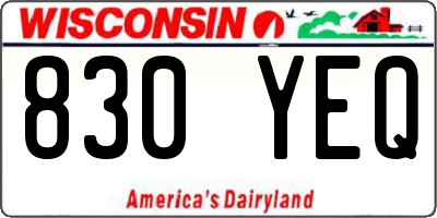 WI license plate 830YEQ