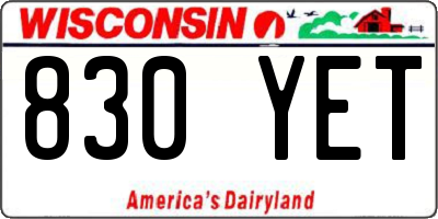 WI license plate 830YET