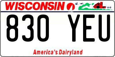 WI license plate 830YEU