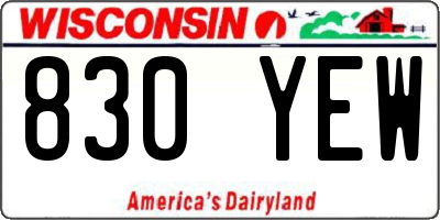 WI license plate 830YEW