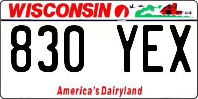 WI license plate 830YEX