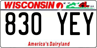 WI license plate 830YEY