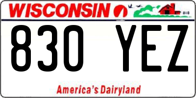 WI license plate 830YEZ