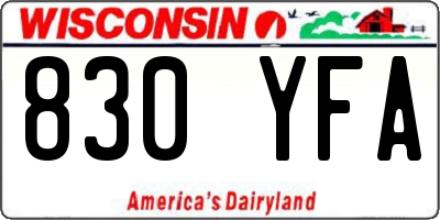 WI license plate 830YFA
