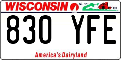 WI license plate 830YFE
