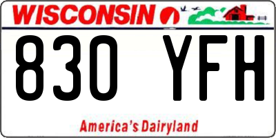 WI license plate 830YFH