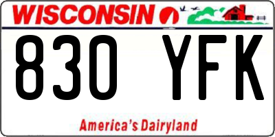 WI license plate 830YFK