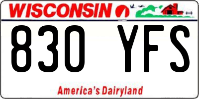 WI license plate 830YFS