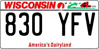 WI license plate 830YFV