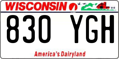 WI license plate 830YGH