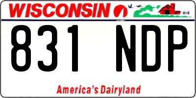 WI license plate 831NDP