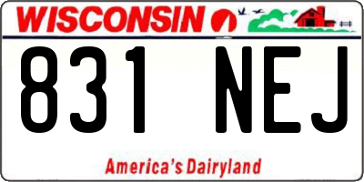 WI license plate 831NEJ