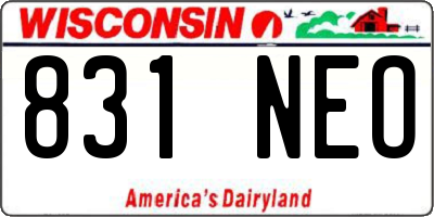 WI license plate 831NEO