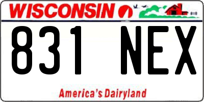 WI license plate 831NEX