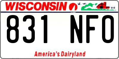 WI license plate 831NFO