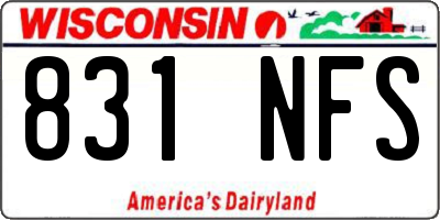 WI license plate 831NFS