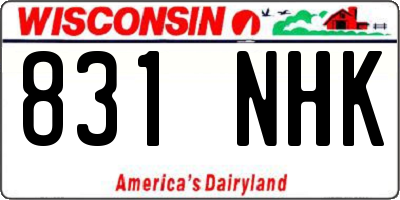 WI license plate 831NHK