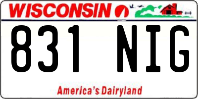 WI license plate 831NIG