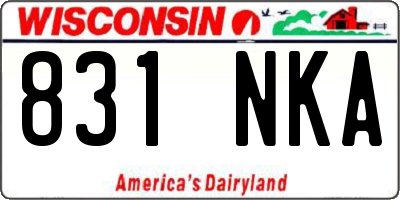 WI license plate 831NKA