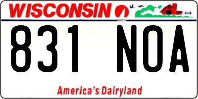 WI license plate 831NOA