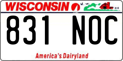 WI license plate 831NOC