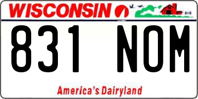 WI license plate 831NOM