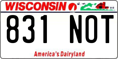 WI license plate 831NOT