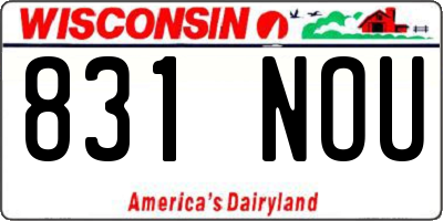 WI license plate 831NOU