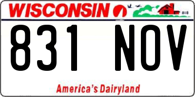 WI license plate 831NOV