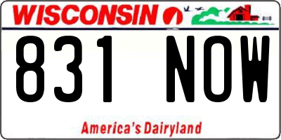 WI license plate 831NOW