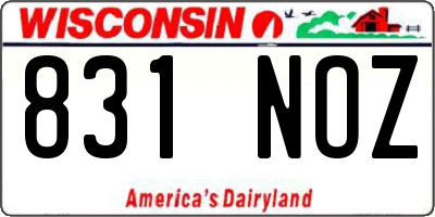 WI license plate 831NOZ