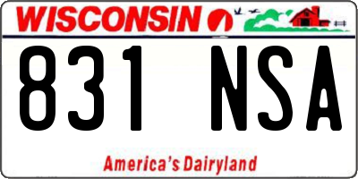 WI license plate 831NSA