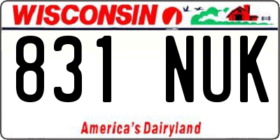 WI license plate 831NUK