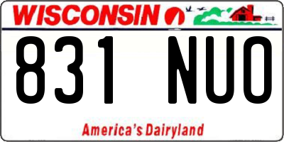 WI license plate 831NUO