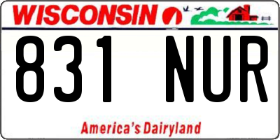 WI license plate 831NUR