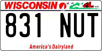 WI license plate 831NUT